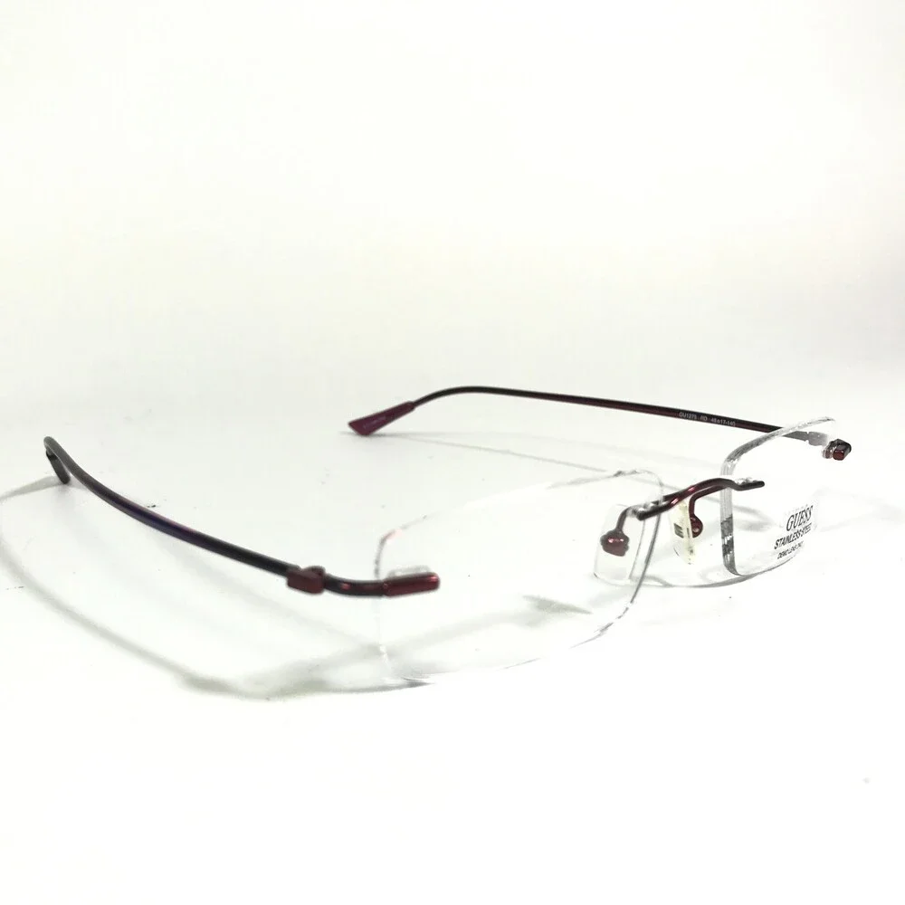 Guess Eyeglasses Frames GU1275 RD Red Rectangular Rimless 48-17-140